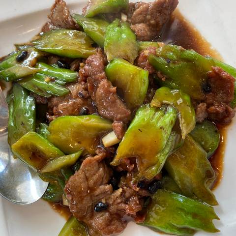Beef W. Bitter melon, photographed